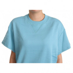 Top girocollo a maniche corte in cotone blu - IT42-M
