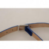 Cintura fibbia metallo inciso logo argento velluto blu - 75 CM / 30