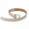 Cintura fibbia metallo logo tono oro pelle argentata - 65 CM / 26 I