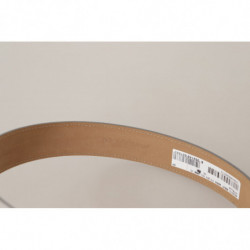 Cintura fibbia metallo logo tono oro pelle argentata - 65 CM / 26 I