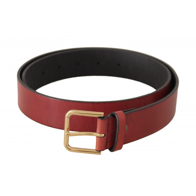 Cintura fibbia metallo inciso logo dorato pelle rossa - 85 CM / 34