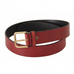 Cintura fibbia metallo inciso logo dorato pelle rossa - 85 CM / 34