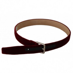 Cintura fibbia metallo inciso logo argento velluto rosso - 75 CM /