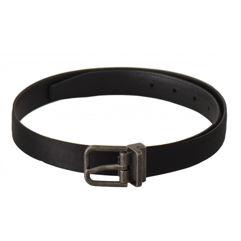 Cintura fibbia metallo vintage pelle vitello nera - 75 CM / 30 INCHES
