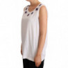 T-shirt canotta in cotone bianco con ricamo floreale - IT46 - L