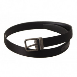 Cintura fibbia metallo vintage pelle vitello nera - 75 CM / 30 INCHES