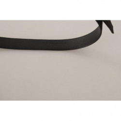 Cintura fibbia metallo vintage pelle vitello nera - 75 CM / 30 INCHES