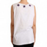 T-shirt canotta in cotone bianco con ricamo floreale - IT46 - L