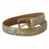 Cintura fibbia metallo dorato goffrato jacquard pelle blu - 65 CM /