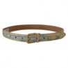Cintura fibbia metallo dorato goffrato jacquard pelle blu - 65 CM /