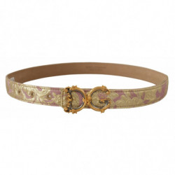 Cintura fibbia metallo dorato logo DG jacquard rosa rosa - 75 CM /
