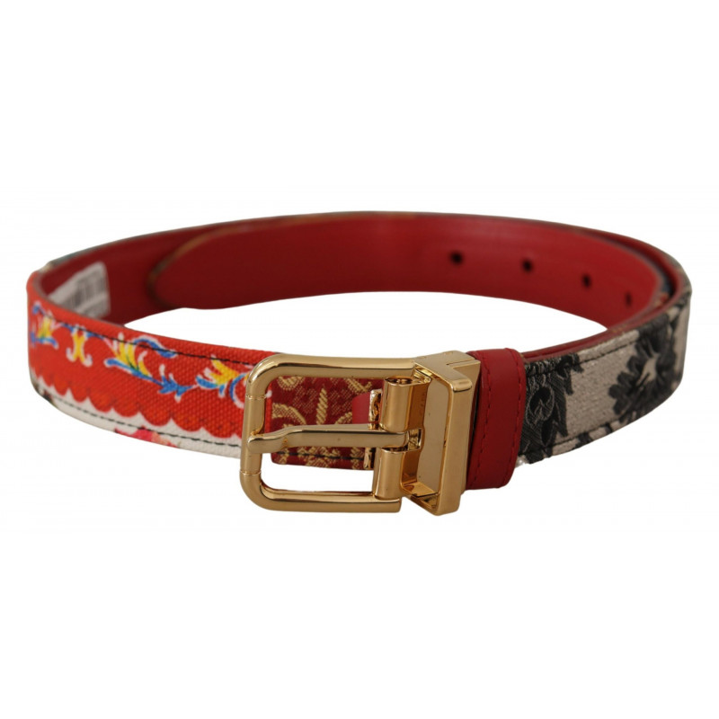 Cintura fibbia metallo dorato patchwork maioliche multicolor - 75 C