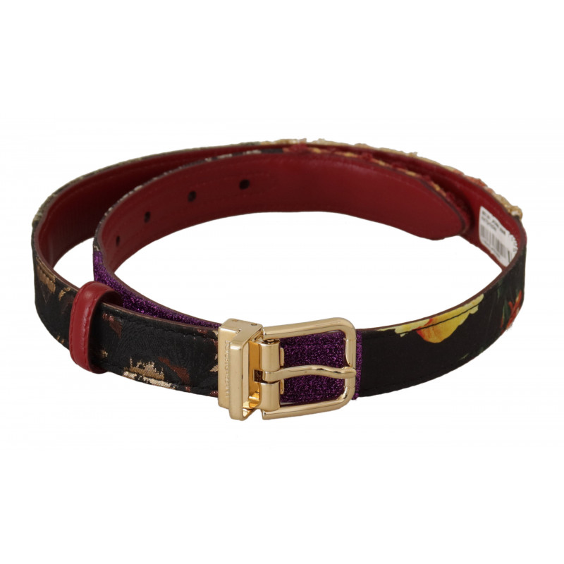 Cintura fibbia metallo dorato pelle patchwork multicolore - 75 CM /