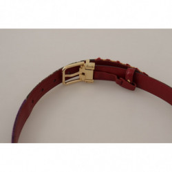Cintura fibbia metallo dorato pelle patchwork multicolore - 75 CM /
