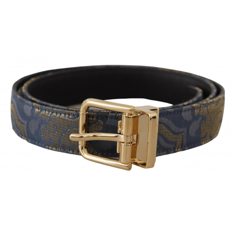 Cintura fibbia metallo logo jacquard color oro blu navy - 75 CM / 3