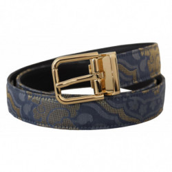 Cintura fibbia metallo logo jacquard color oro blu navy - 75 CM / 3