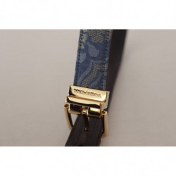 Cintura fibbia metallo logo jacquard color oro blu navy - 75 CM / 3