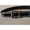 Cintura fibbia metallo logo jacquard color oro blu navy - 75 CM / 3