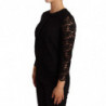 Top in camicetta di nylon con pizzo floreale nero - IT36 - XS