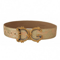 Cintura fibbia logo DG barocco jacquard dorato vita larga - 75 CM /