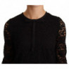 Top in camicetta di nylon con pizzo floreale nero - IT36 - XS