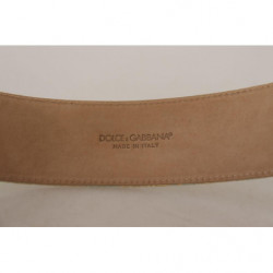 Cintura fibbia dorata broccato jacquard ampio verde logo DG - 75 CM