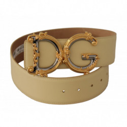 Cintura fibbia barocca pelle vita larga beige logo DG - 75 CM / 30