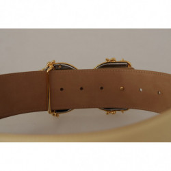 Cintura fibbia barocca pelle vita larga beige logo DG - 75 CM / 30