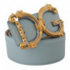 Cintura fibbia oro barocco logo DG pelle blu vita larga - 75 CM / 3