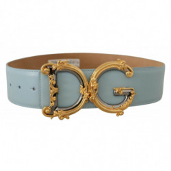 Cintura fibbia oro barocco logo DG pelle blu vita larga - 75 CM / 3