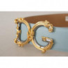 Cintura fibbia oro barocco logo DG pelle blu vita larga - 75 CM / 3