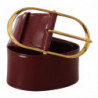 Cintura fibbia ovale metallo color oro pelle marrone larga - 75 CM