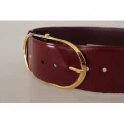 Cintura fibbia ovale metallo color oro pelle marrone larga - 75 CM