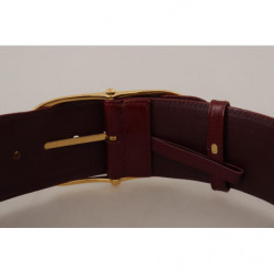 Cintura fibbia ovale metallo color oro pelle marrone larga - 75 CM