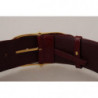 Cintura fibbia ovale metallo color oro pelle marrone larga - 75 CM