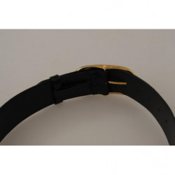 Cintura fibbia metallo color oro pelle goffrata nera - 80 CM / 32 I