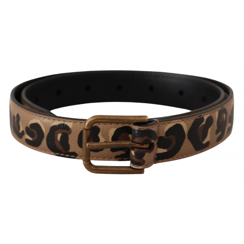 Cintura fibbia vita metallo vintage stampa leopardata marrone - 65