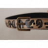 Cintura fibbia vita metallo vintage stampa leopardata marrone - 65