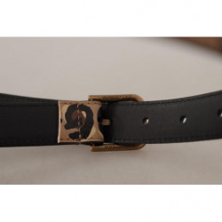 Cintura fibbia vita metallo vintage stampa leopardata marrone - 65