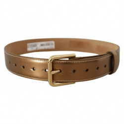 Cintura fibbia vita logo dorato pelle vitello color bronzo - 65 CM