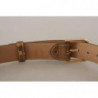 Cintura fibbia vita logo dorato pelle vitello color bronzo - 65 CM