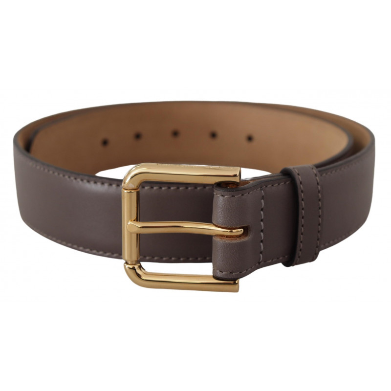 Cintura fibbia logo metallo dorato pelle vitello grigia - 70 CM / 2