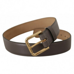 Cintura fibbia logo metallo dorato pelle vitello grigia - 70 CM / 2