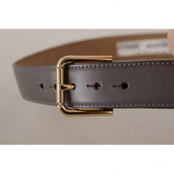 Cintura fibbia logo metallo dorato pelle vitello grigia - 70 CM / 2