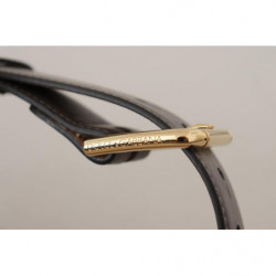 Cintura fibbia logo metallo dorato pelle vitello grigia - 70 CM / 2