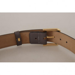 Cintura fibbia logo metallo dorato pelle vitello grigia - 70 CM / 2