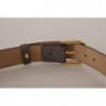 Cintura fibbia logo metallo dorato pelle vitello grigia - 70 CM / 2