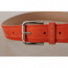 Cintura fibbia metallo logo argento pelle scamosciata arancione - 7