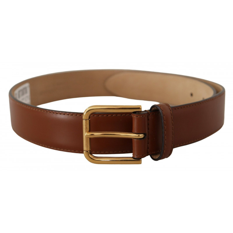Cintura fibbia vita metallo dorato lucido pelle marrone - 70 CM / 2