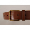 Cintura fibbia vita metallo dorato lucido pelle marrone - 70 CM / 2